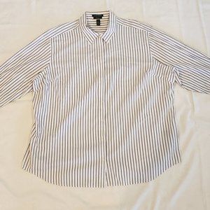Ralph Lauren 3X Black and White Striped Collared Button-Up